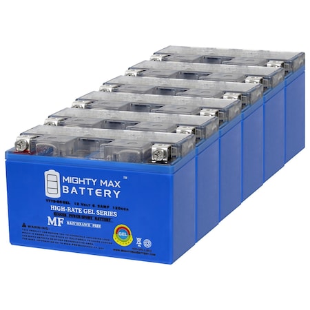 YT7B-BS GEL 12V 6.5AH Replacement Battery Compatible With Power Max Gt7B-4 - 6PK
